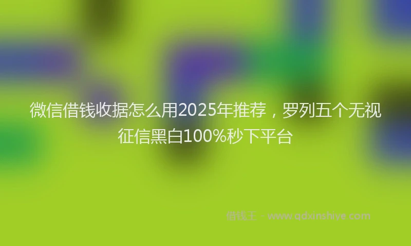 微信借钱收据怎么用2025年推荐，罗列五个无视征信黑白100%秒下平台