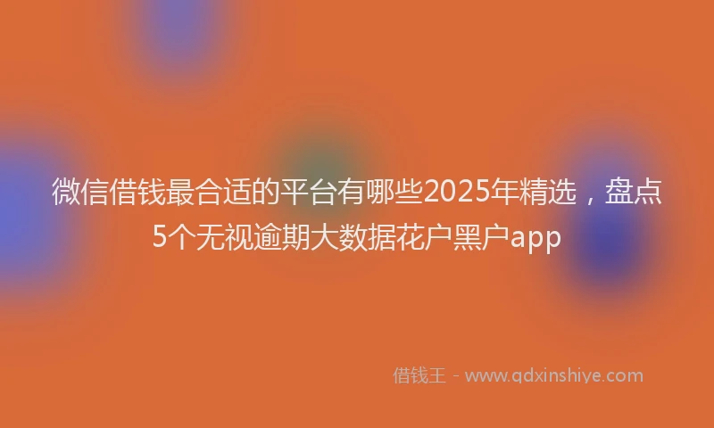 微信借钱最合适的平台有哪些2025年精选，盘点5个无视逾期大数据花户黑户app