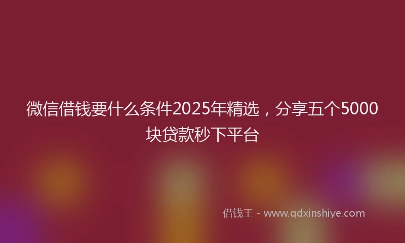 微信借钱要什么条件2025年精选，分享五个5000块贷款秒下平台