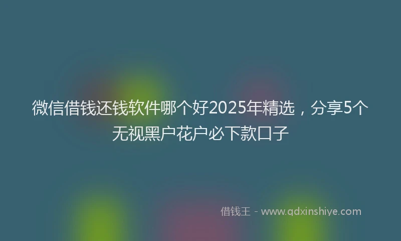 微信借钱还钱软件哪个好2025年精选，分享5个无视黑户花户必下款口子