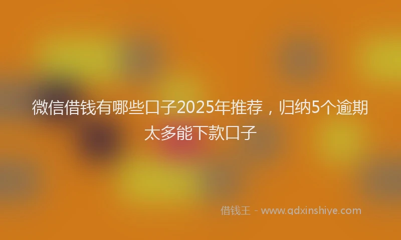 微信借钱有哪些口子2025年推荐，归纳5个逾期太多能下款口子