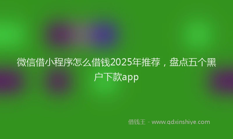 微信借小程序怎么借钱2025年推荐，盘点五个黑户下款app