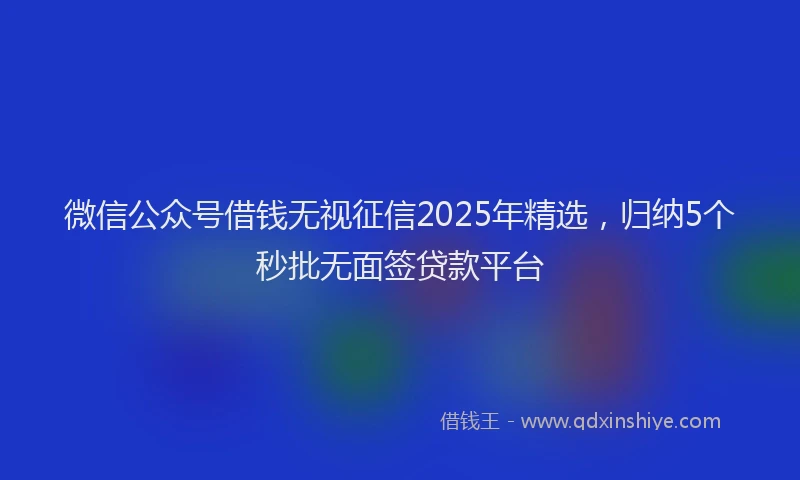 微信公众号借钱无视征信2025年精选，归纳5个秒批无面签贷款平台