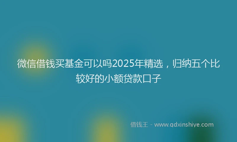 微信借钱买基金可以吗2025年精选，归纳五个比较好的小额贷款口子