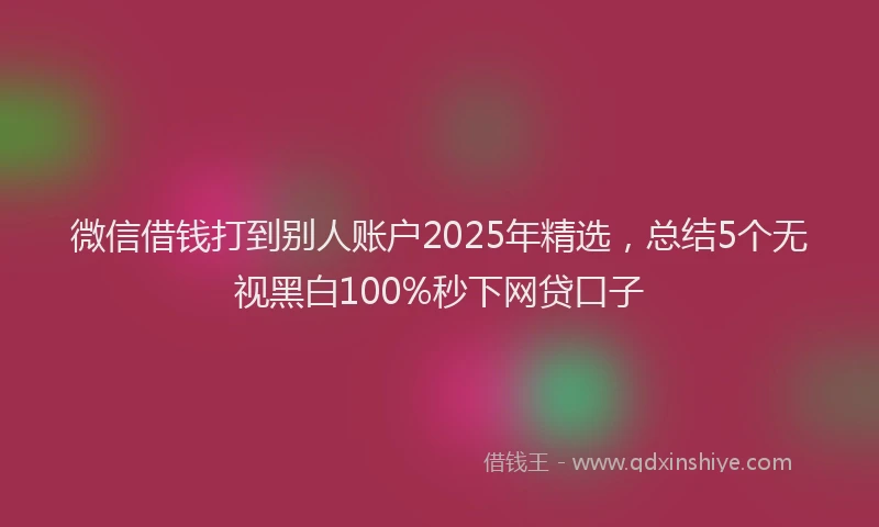 微信借钱打到别人账户2025年精选，总结5个无视黑白100%秒下网贷口子