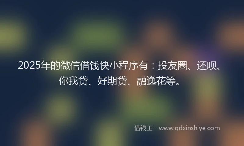 2025年的微信借钱快小程序有：投友圈、还呗、你我贷、好期贷、融逸花等。