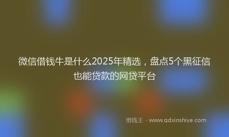 微信借钱牛是什么2025年精选，盘点5个黑征信也能贷款的网贷平台