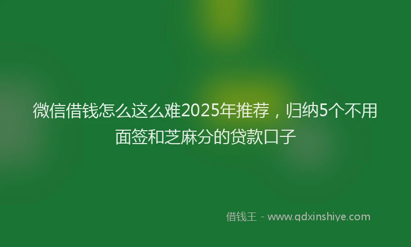 微信借钱怎么这么难2025年推荐，归纳5个不用面签和芝麻分的贷款口子