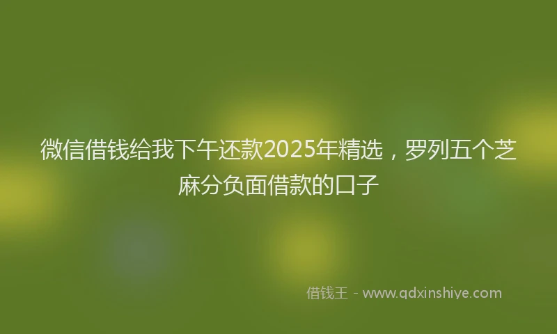 微信借钱给我下午还款2025年精选，罗列五个芝麻分负面借款的口子