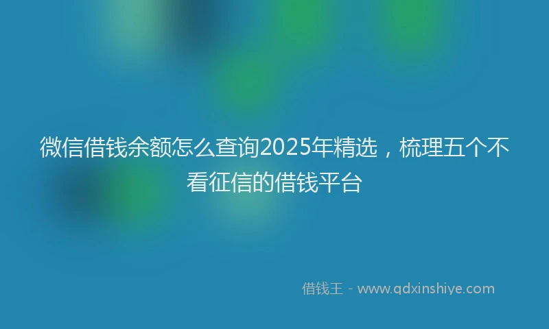 微信借钱余额怎么查询2025年精选，梳理五个不看征信的借钱平台