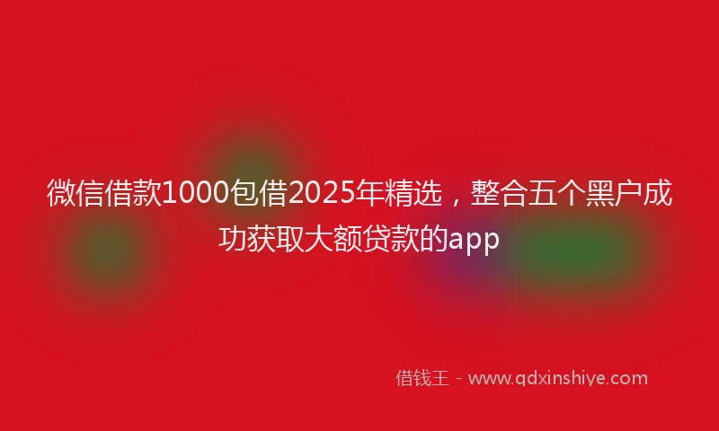微信借款1000包借2025年精选，整合五个黑户成功获取大额贷款的app