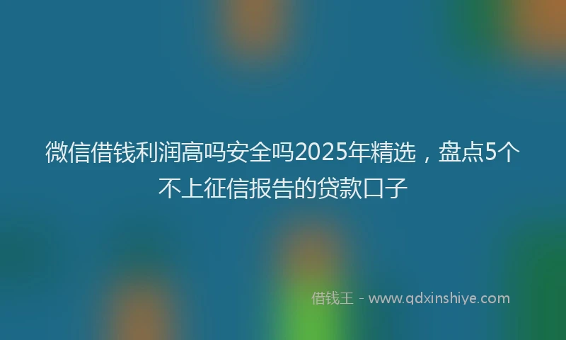 微信借钱利润高吗安全吗2025年精选，盘点5个不上征信报告的贷款口子