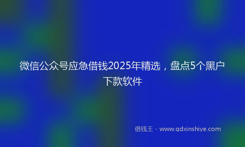 微信公众号应急借钱2025年精选，盘点5个黑户下款软件