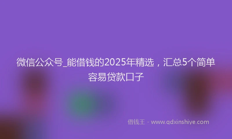 微信公众号_能借钱的2025年精选，汇总5个简单容易贷款口子