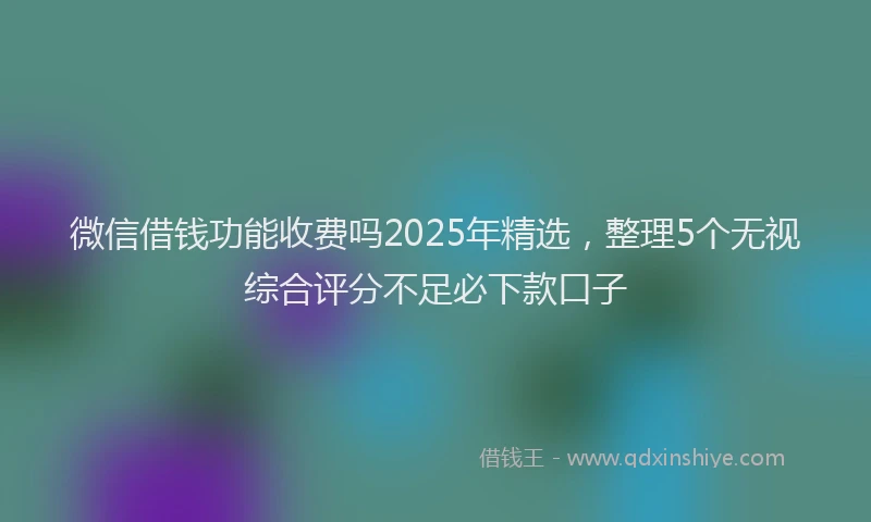微信借钱功能收费吗2025年精选，整理5个无视综合评分不足必下款口子