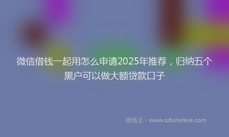 微信借钱一起用怎么申请2025年推荐，归纳五个黑户可以做大额贷款口子