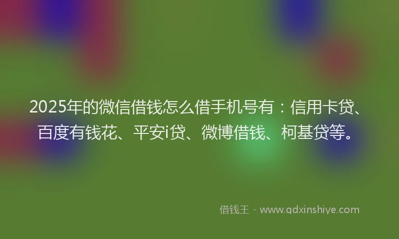 2025年的微信借钱怎么借手机号有：信用卡贷、百度有钱花、平安i贷、微博借钱、柯基贷等。