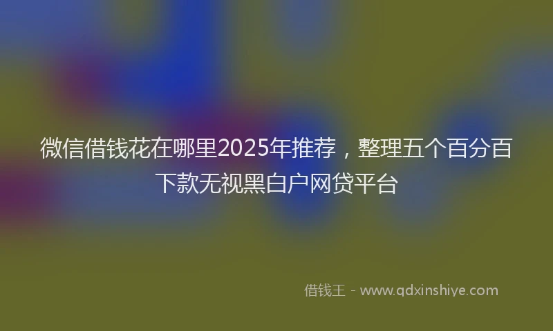 微信借钱花在哪里2025年推荐，整理五个百分百下款无视黑白户网贷平台