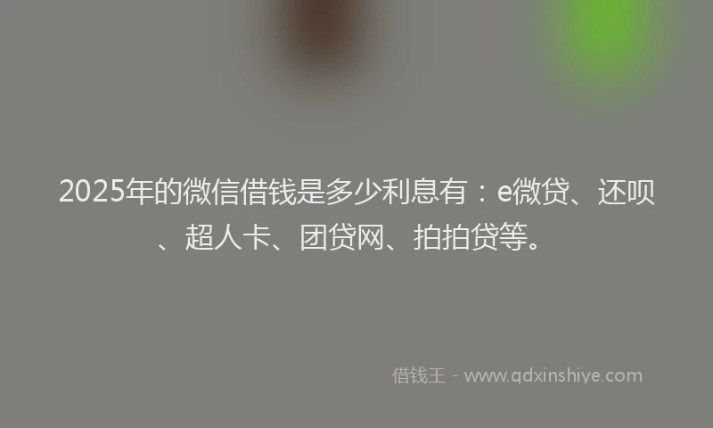 2025年的微信借钱是多少利息有：e微贷、还呗、超人卡、团贷网、拍拍贷等。