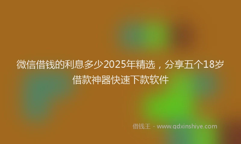 微信借钱的利息多少2025年精选，分享五个18岁借款神器快速下款软件