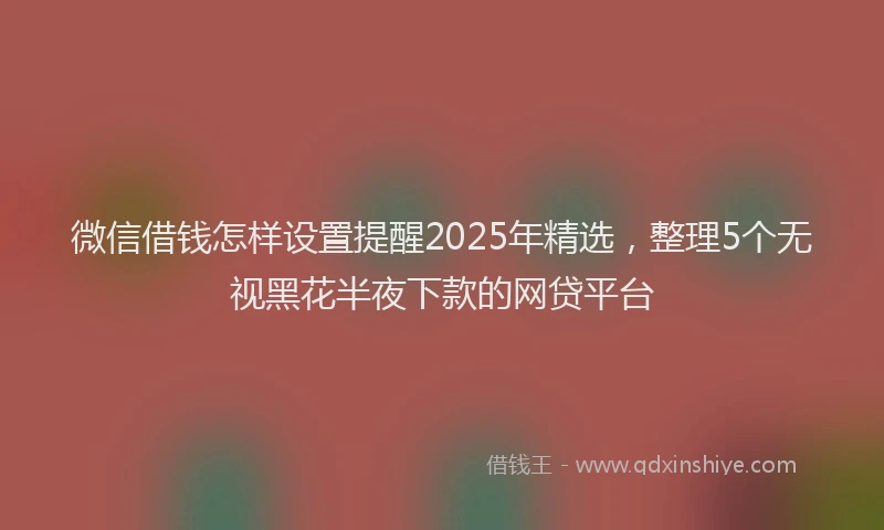 微信借钱怎样设置提醒2025年精选，整理5个无视黑花半夜下款的网贷平台