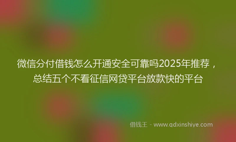 微信分付借钱怎么开通安全可靠吗2025年推荐，总结五个不看征信网贷平台放款快的平台