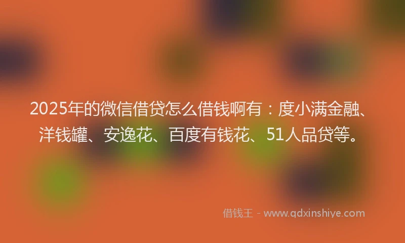 2025年的微信借贷怎么借钱啊有：度小满金融、洋钱罐、安逸花、百度有钱花、51人品贷等。