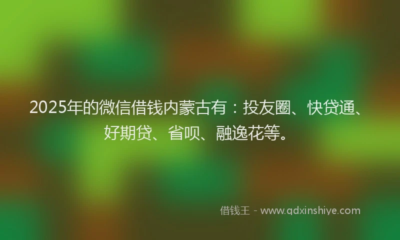 2025年的微信借钱内蒙古有：投友圈、快贷通、好期贷、省呗、融逸花等。