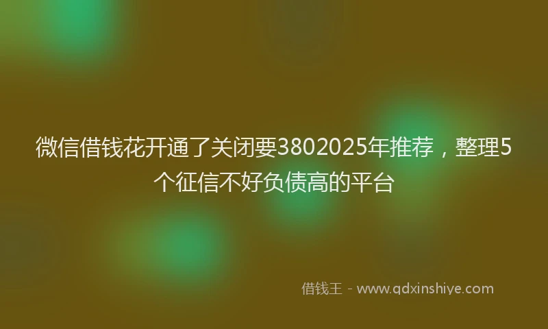 微信借钱花开通了关闭要3802025年推荐，整理5个征信不好负债高的平台