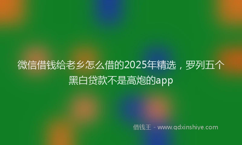 微信借钱给老乡怎么借的2025年精选，罗列五个黑白贷款不是高炮的app