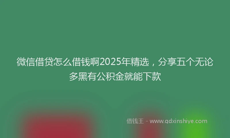 微信借贷怎么借钱啊2025年精选，分享五个无论多黑有公积金就能下款