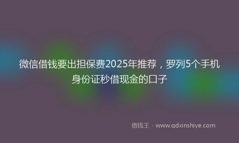 微信借钱要出担保费2025年推荐，罗列5个手机身份证秒借现金的口子