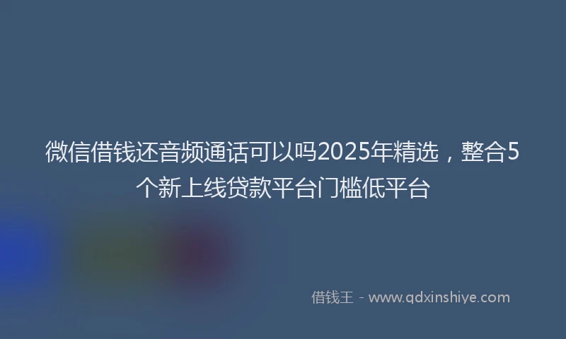 微信借钱还音频通话可以吗2025年精选，整合5个新上线贷款平台门槛低平台