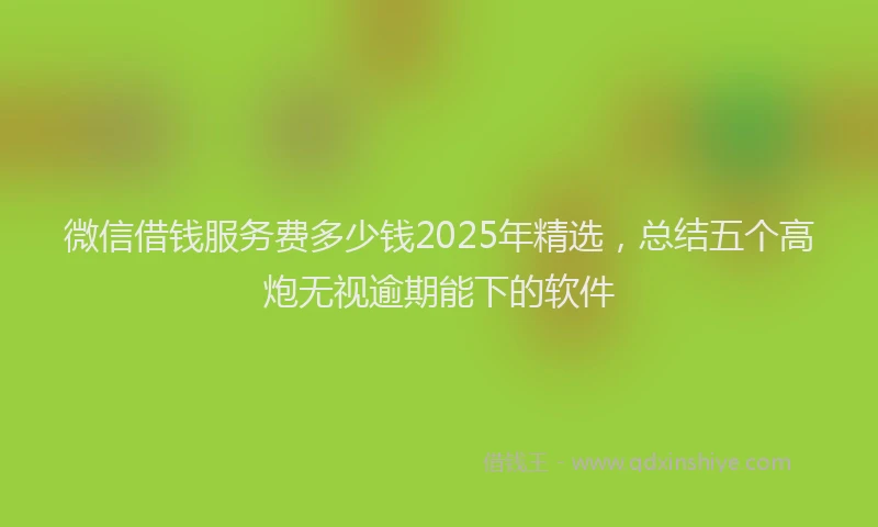 微信借钱服务费多少钱2025年精选，总结五个高炮无视逾期能下的软件
