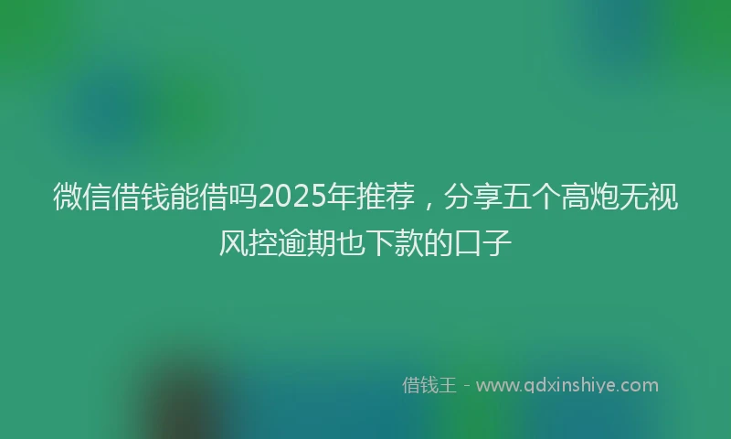 微信借钱能借吗2025年推荐，分享五个高炮无视风控逾期也下款的口子