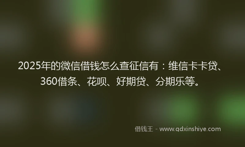 2025年的微信借钱怎么查征信有：维信卡卡贷、360借条、花呗、好期贷、分期乐等。