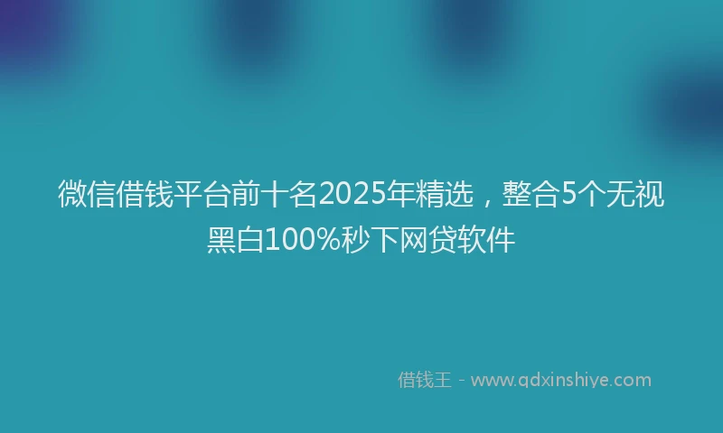 微信借钱平台前十名2025年精选，整合5个无视黑白100%秒下网贷软件