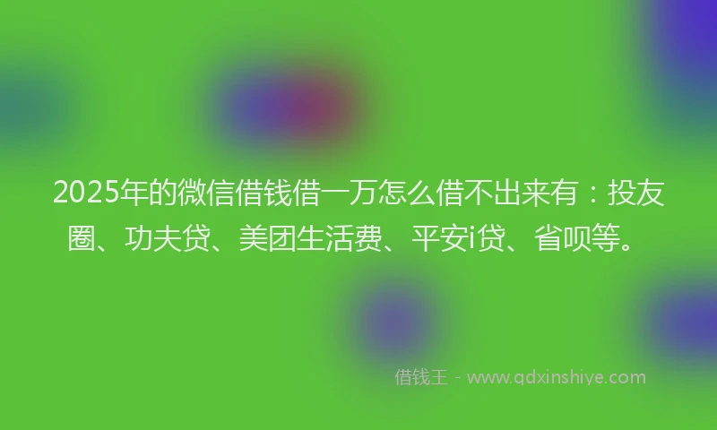 2025年的微信借钱借一万怎么借不出来有：投友圈、功夫贷、美团生活费、平安i贷、省呗等。