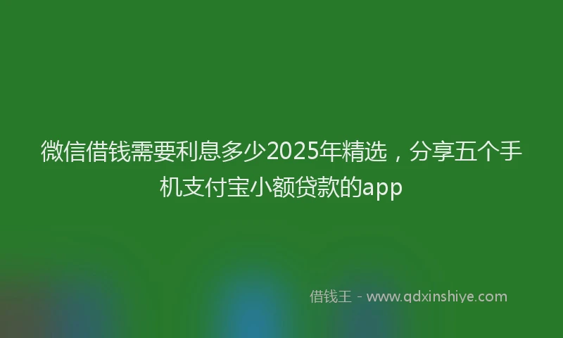 微信借钱需要利息多少2025年精选，分享五个手机支付宝小额贷款的app