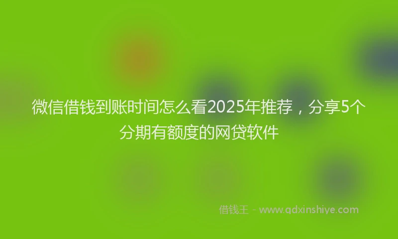 微信借钱到账时间怎么看2025年推荐，分享5个分期有额度的网贷软件