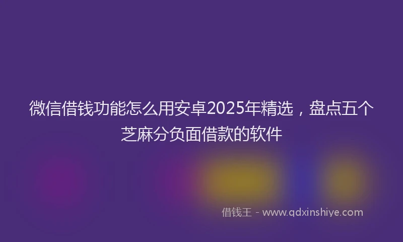 微信借钱功能怎么用安卓2025年精选，盘点五个芝麻分负面借款的软件