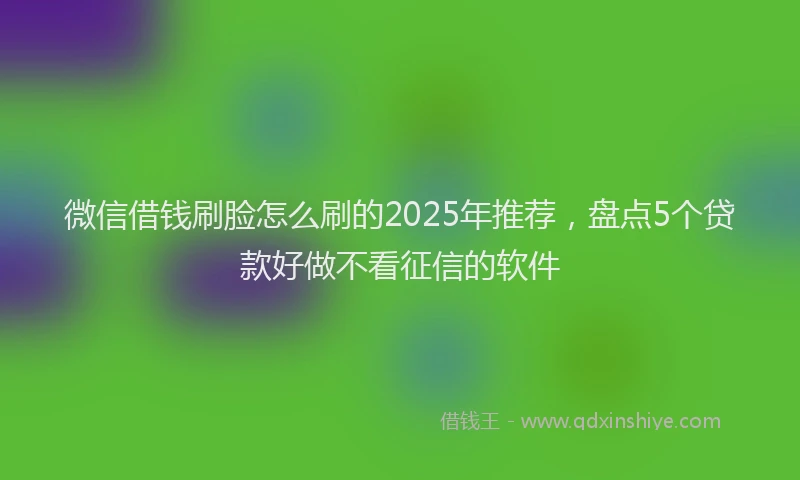 微信借钱刷脸怎么刷的2025年推荐，盘点5个贷款好做不看征信的软件