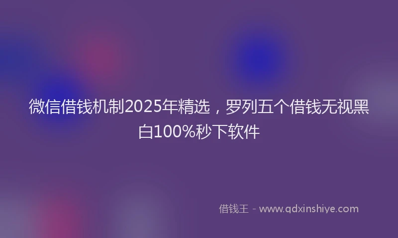 微信借钱机制2025年精选，罗列五个借钱无视黑白100%秒下软件