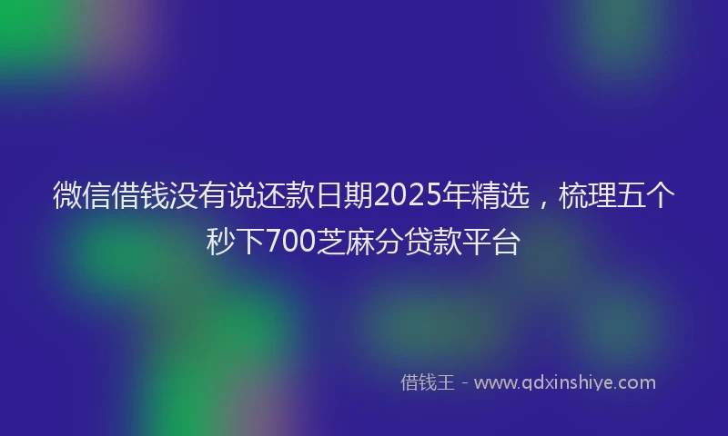 微信借钱没有说还款日期2025年精选，梳理五个秒下700芝麻分贷款平台