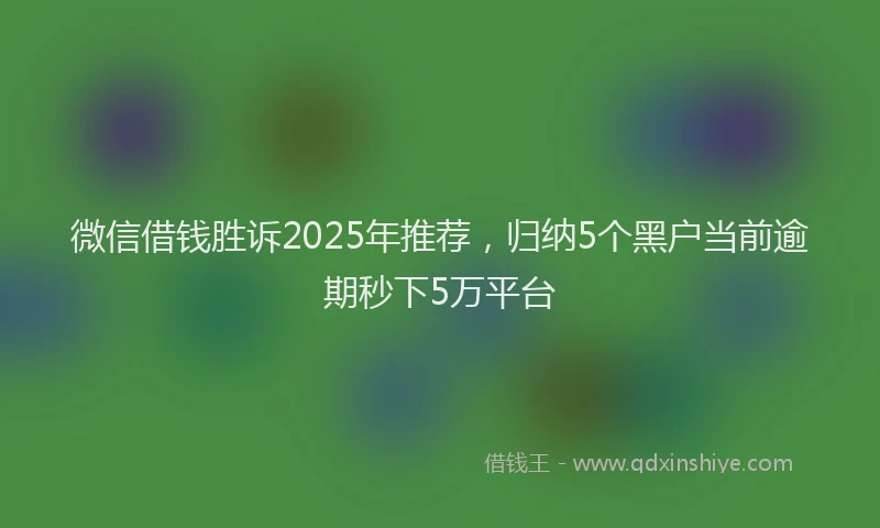 微信借钱胜诉2025年推荐，归纳5个黑户当前逾期秒下5万平台