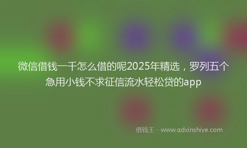 微信借钱一千怎么借的呢2025年精选，罗列五个急用小钱不求征信流水轻松贷的app