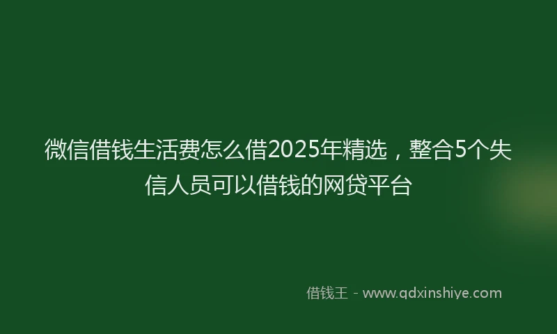 微信借钱生活费怎么借2025年精选，整合5个失信人员可以借钱的网贷平台
