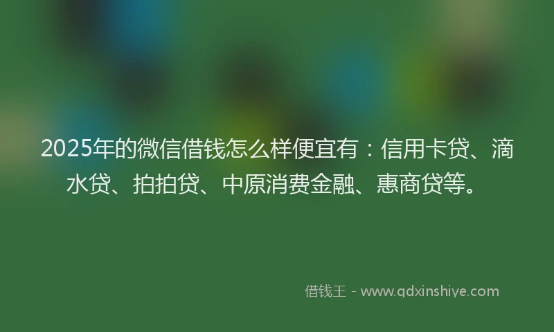 2025年的微信借钱怎么样便宜有：信用卡贷、滴水贷、拍拍贷、中原消费金融、惠商贷等。
