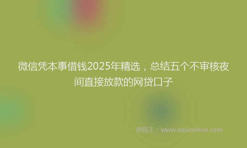 微信凭本事借钱2025年精选，总结五个不审核夜间直接放款的网贷口子