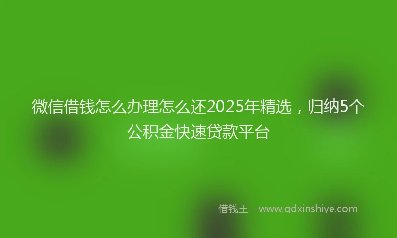 微信借钱怎么办理怎么还2025年精选，归纳5个公积金快速贷款平台
